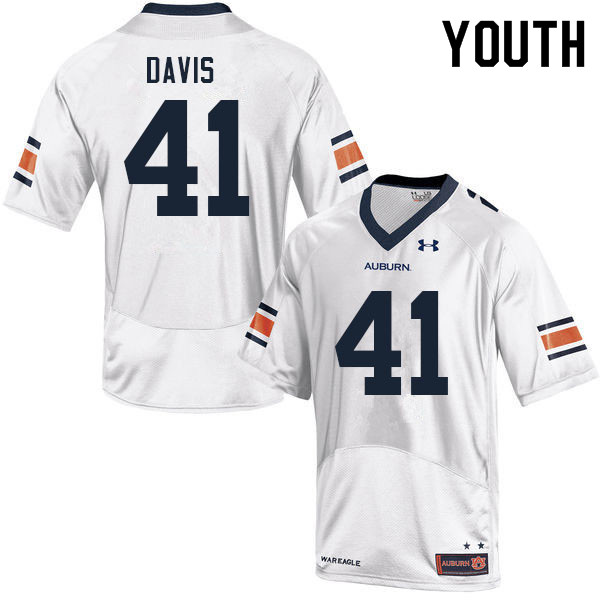 Youth #41 Jordan Davis Auburn Tigers College Football Jerseys Sale-White - Click Image to Close